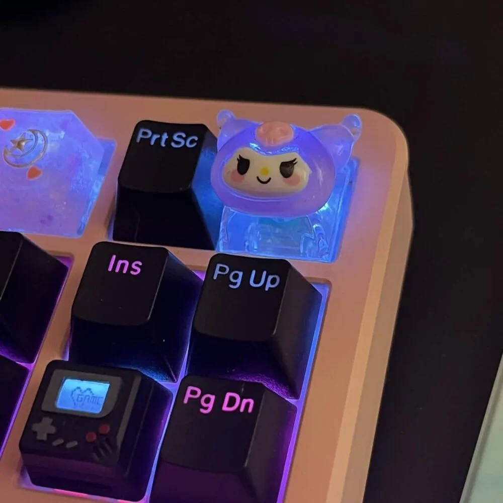 Cute Sanrio Kuromi Kitty Theme Keycap Translucent Base - OEM Mechanical Keyboard